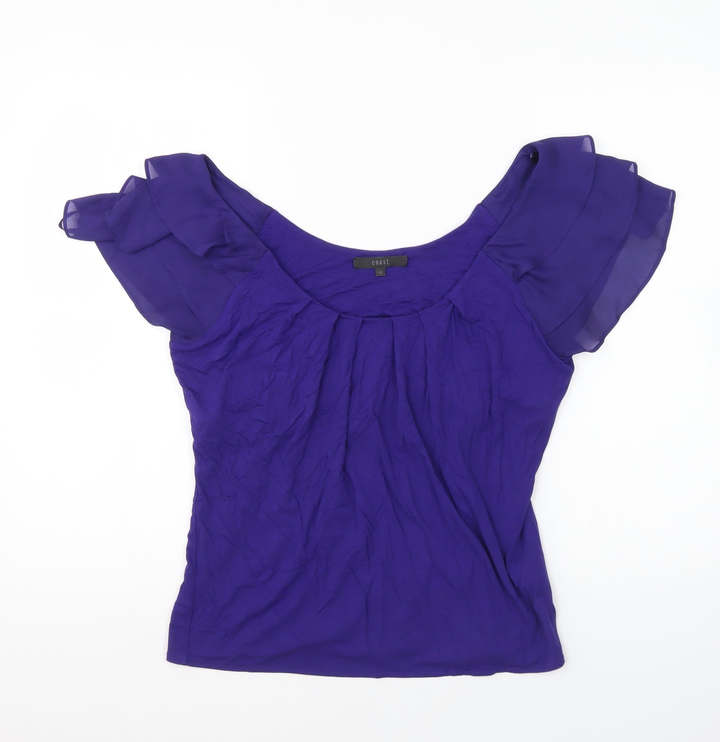 Coast Womens Purple Viscose Basic Blouse Size 14 Boat Neck