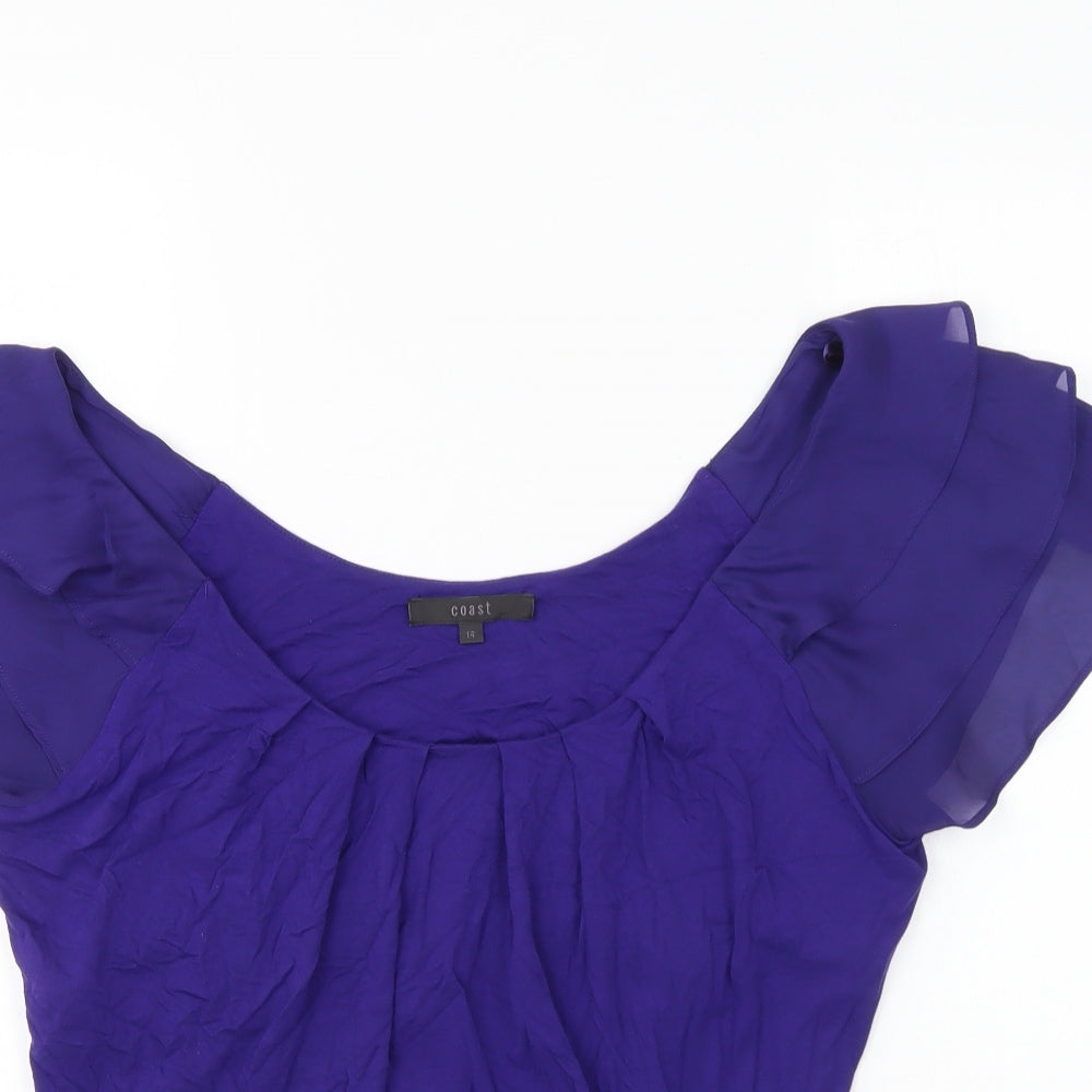 Coast Womens Purple Viscose Basic Blouse Size 14 Boat Neck