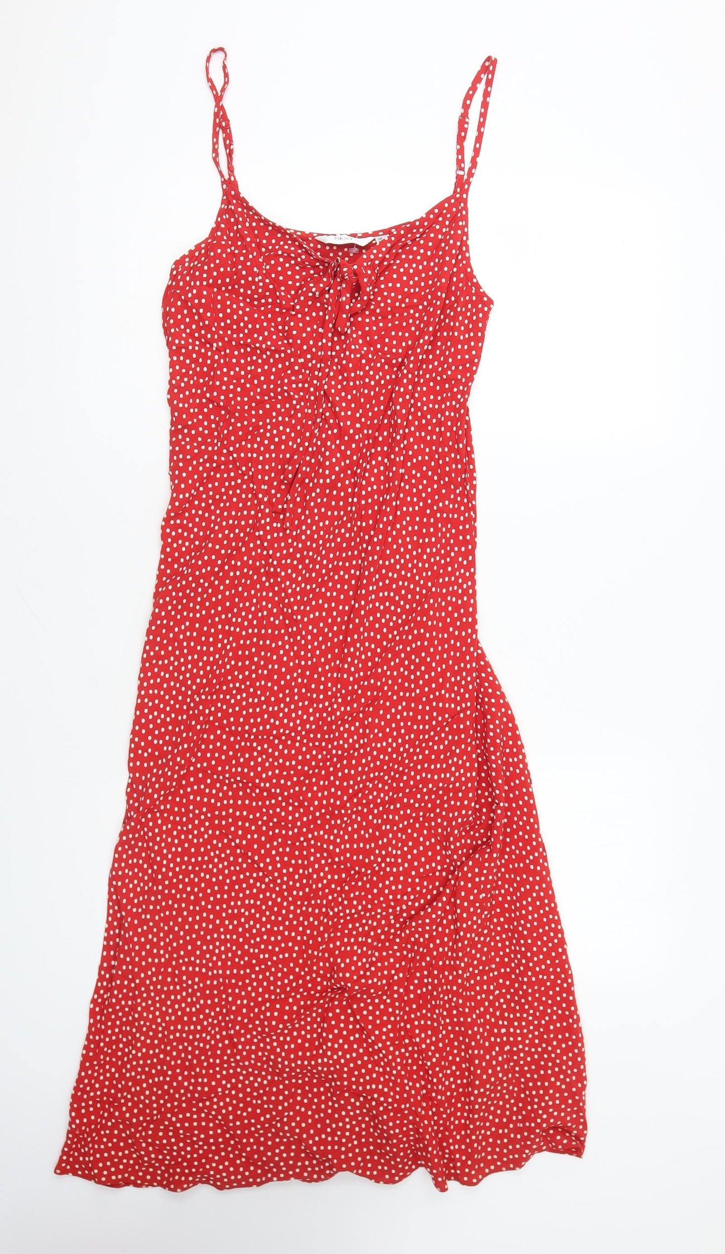 NEXT Womens Red Polka Dot Viscose A-Line Size 10 V-Neck Pullover