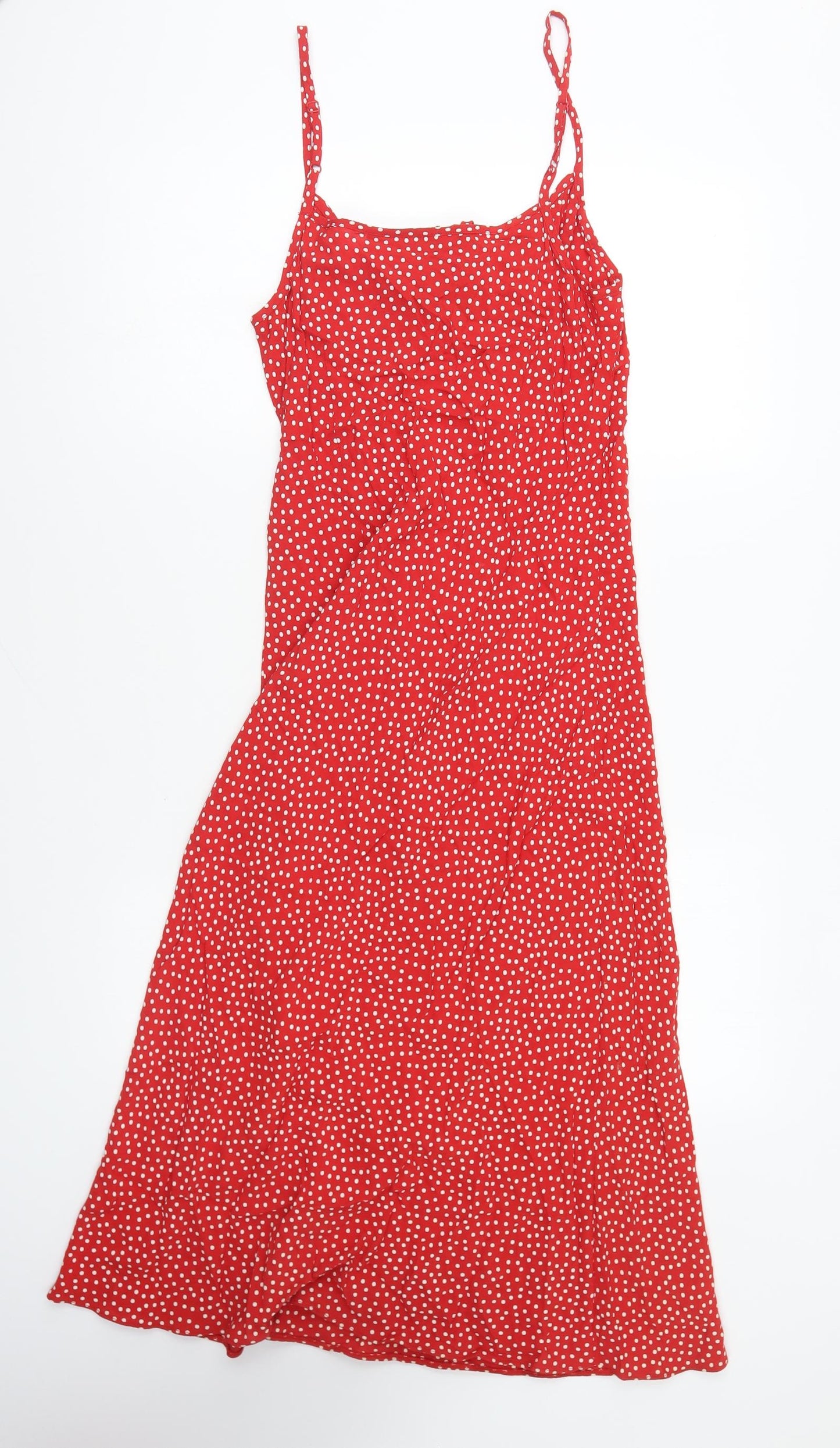 NEXT Womens Red Polka Dot Viscose A-Line Size 10 V-Neck Pullover