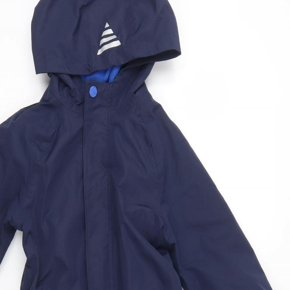 F&F Boys Blue Rain Coat Snowsuit Size 4-5 Years Zip