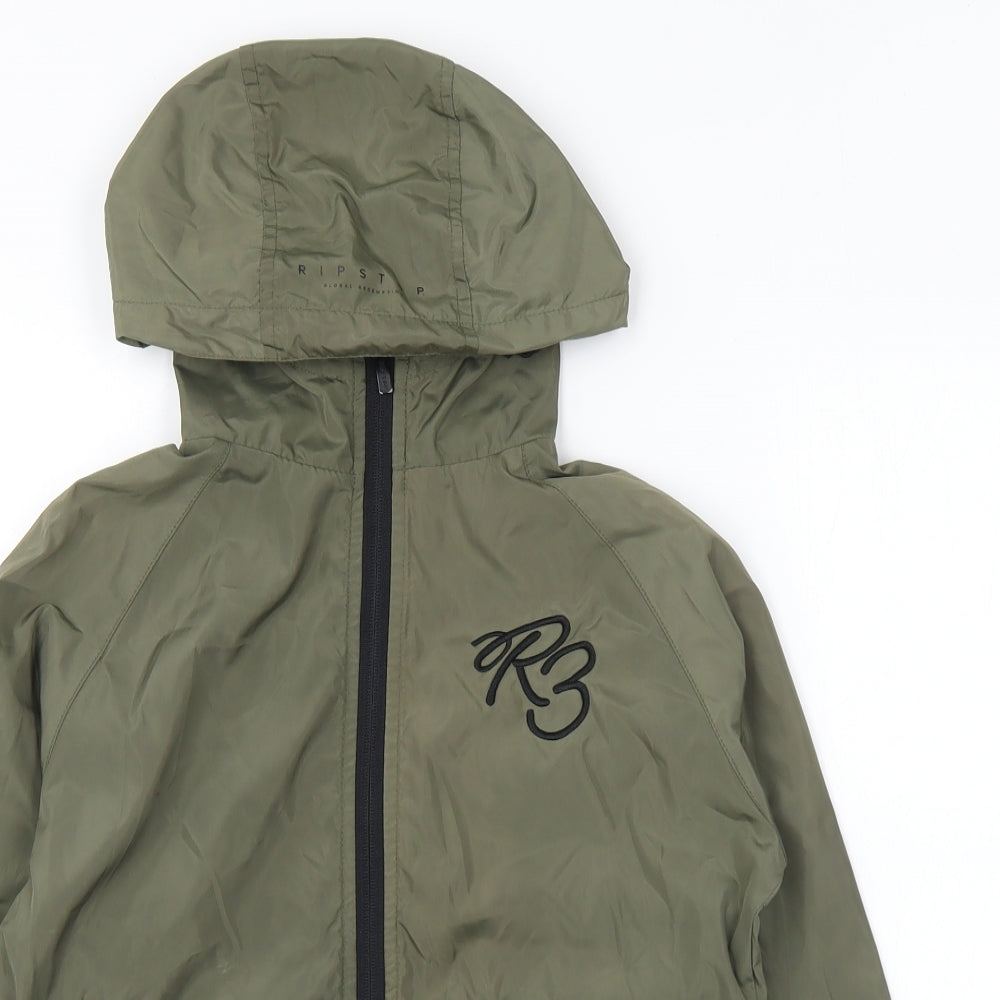 Ripstop Boys Green Rain Coat Coat Size XS Zip