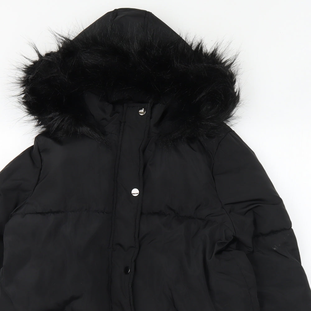F&F Girls Black Puffer Jacket Coat Size 13-14 Years Zip