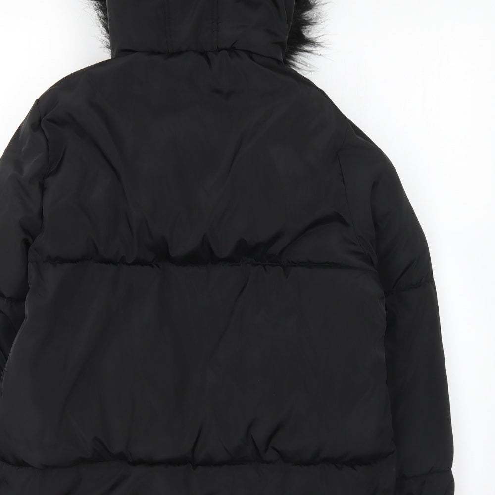 F&F Girls Black Puffer Jacket Coat Size 13-14 Years Zip