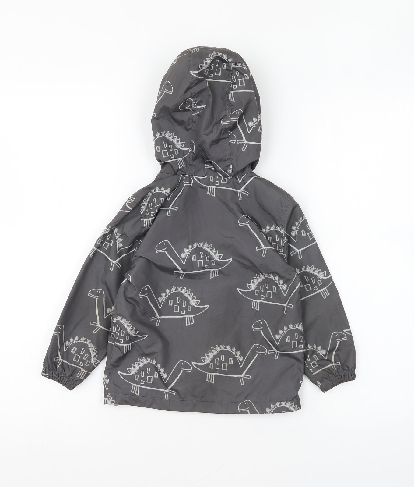 George Girls Grey Geometric Rain Coat Coat Size 18-24 Months Zip - Dinosaurs