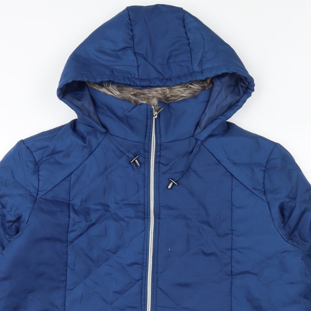 Anne De Lancay Womens Blue Jacket Coat Size M Zip