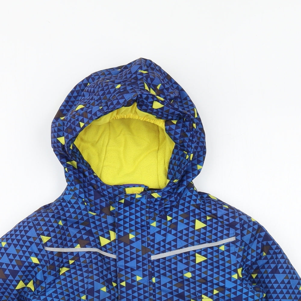 Lupilu Boys Blue Geometric Rain Coat Coat Size 2 Years Zip