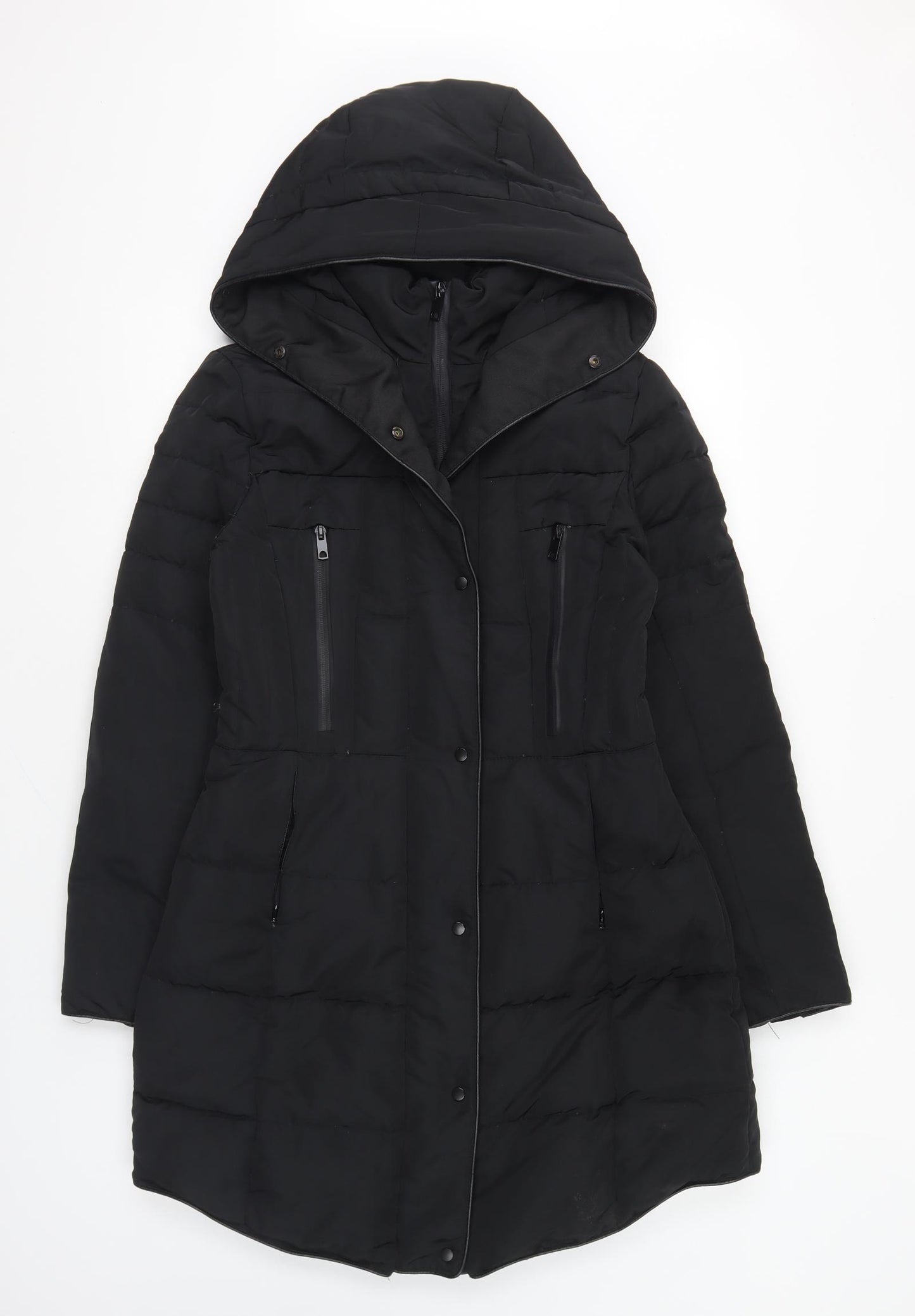 Zara Womens Black Puffer Jacket Coat Size M Zip