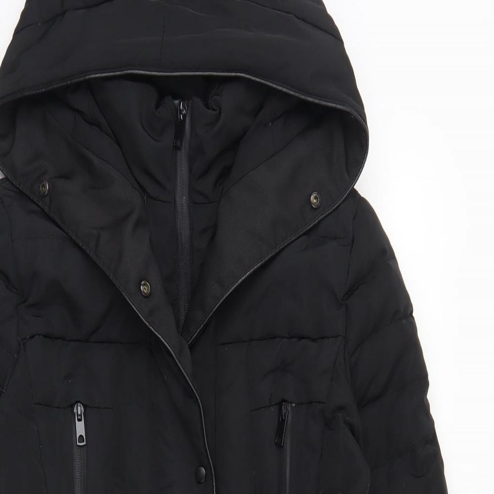 Zara Womens Black Puffer Jacket Coat Size M Zip