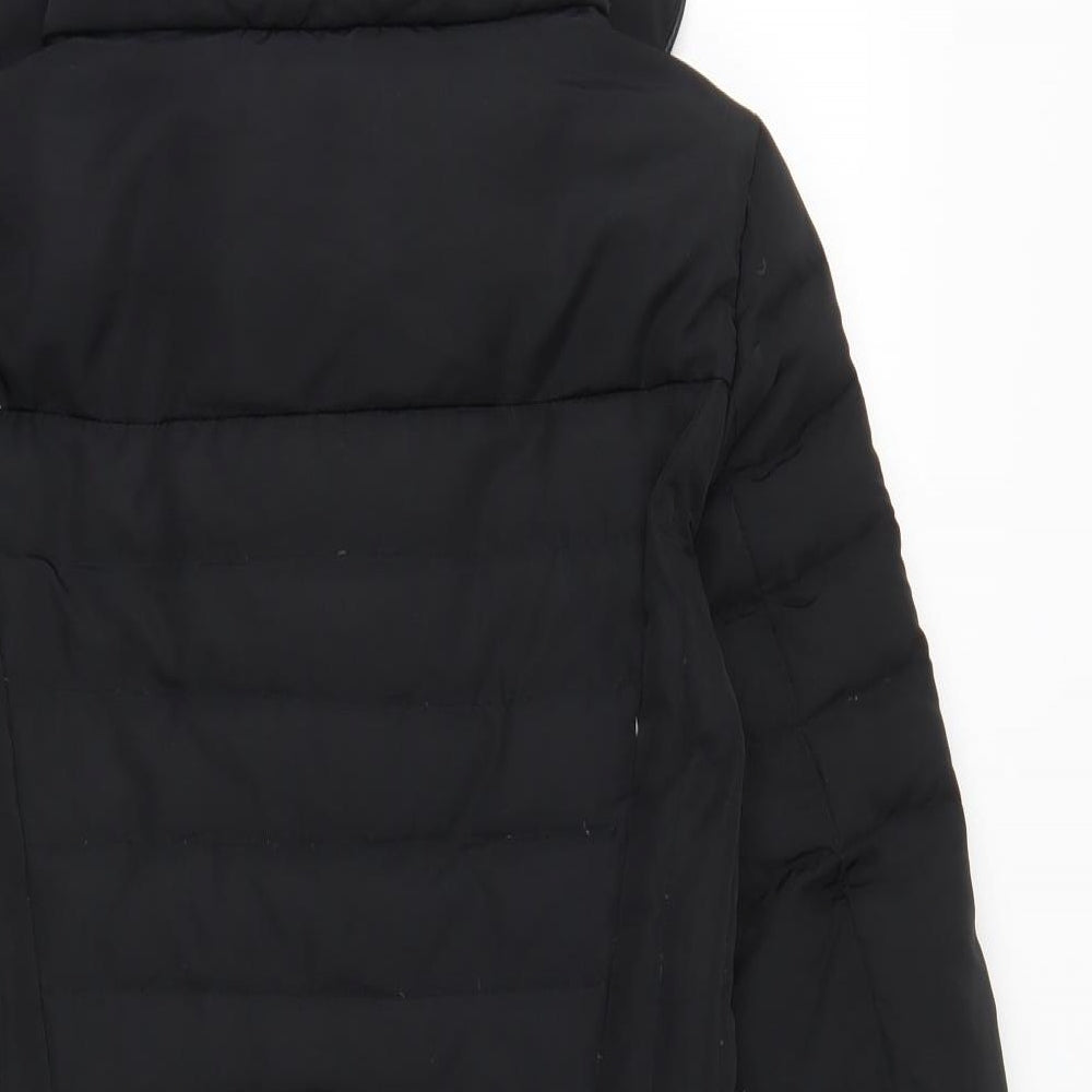 Zara Womens Black Puffer Jacket Coat Size M Zip