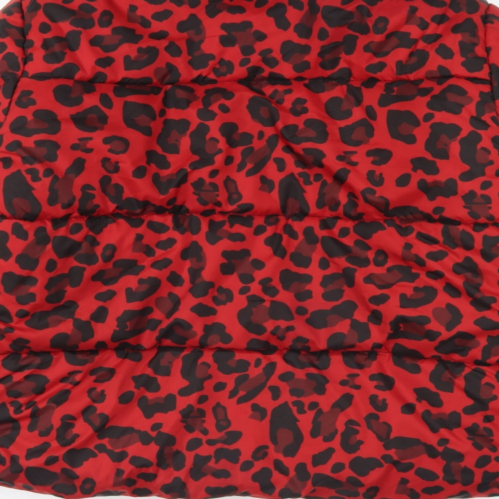 Lasula Womens Red Animal Print Puffer Jacket Coat Size M Zip