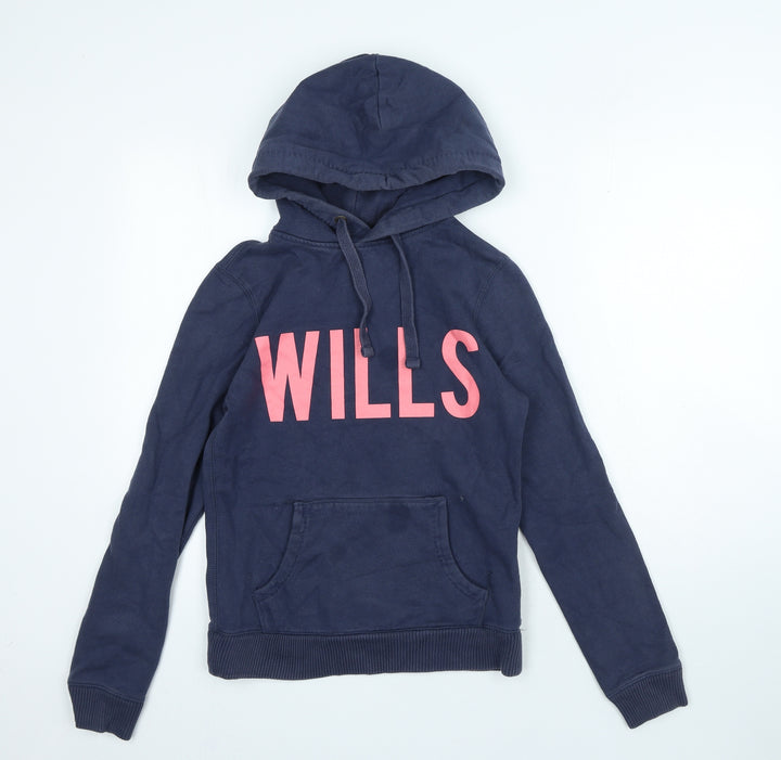 Jack Wills Womens Blue Cotton Pullover Hoodie Size 8 Magnetic