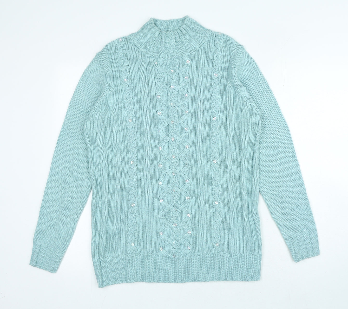 Hucke Womens Blue Crew Neck Wool Pullover Jumper Size 12