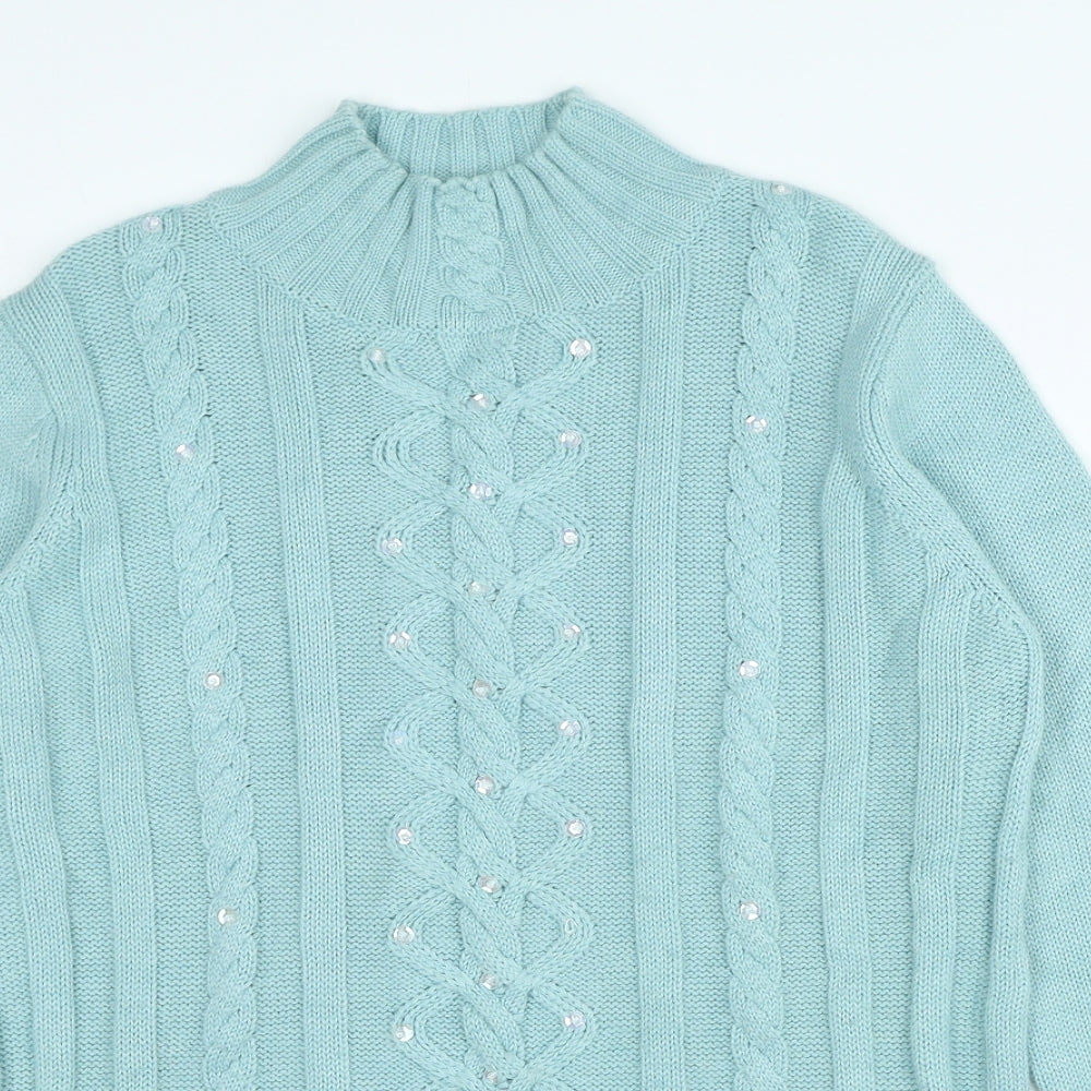 Hucke Womens Blue Crew Neck Wool Pullover Jumper Size 12