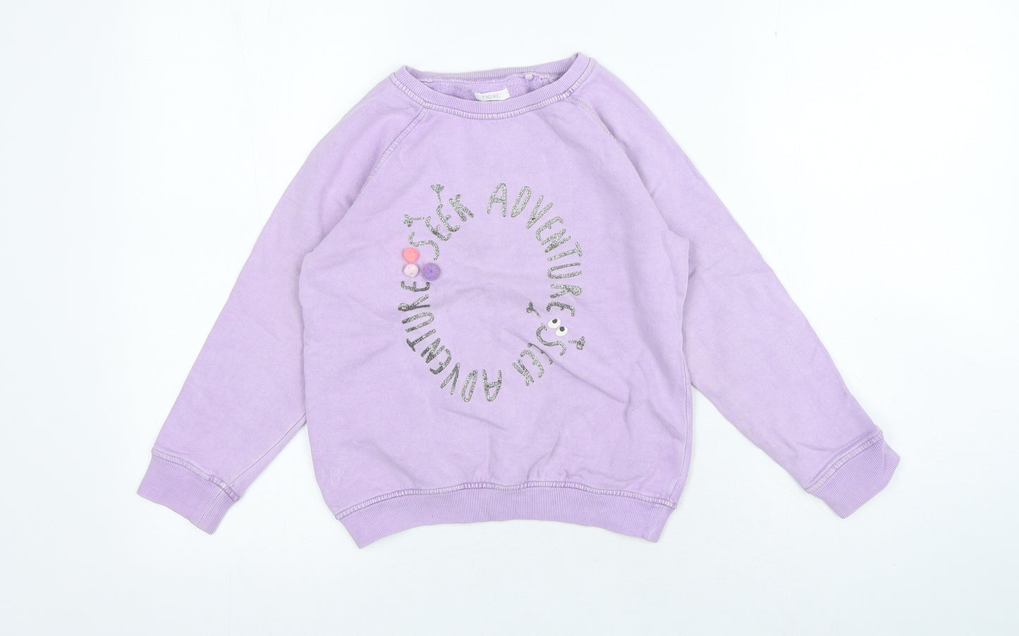 NEXT Girls Purple Cotton Pullover Sweatshirt Size 7 Years Pullover - Seek Adventure