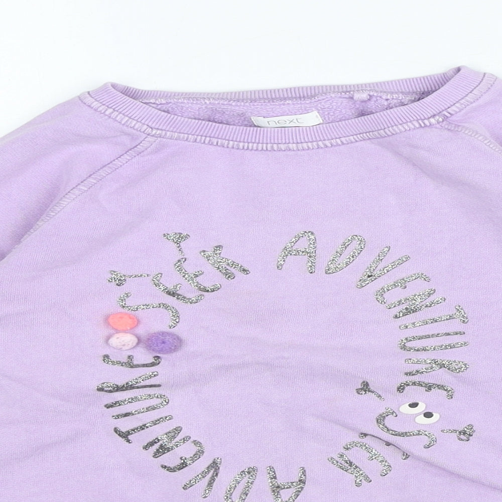 NEXT Girls Purple Cotton Pullover Sweatshirt Size 7 Years Pullover - Seek Adventure