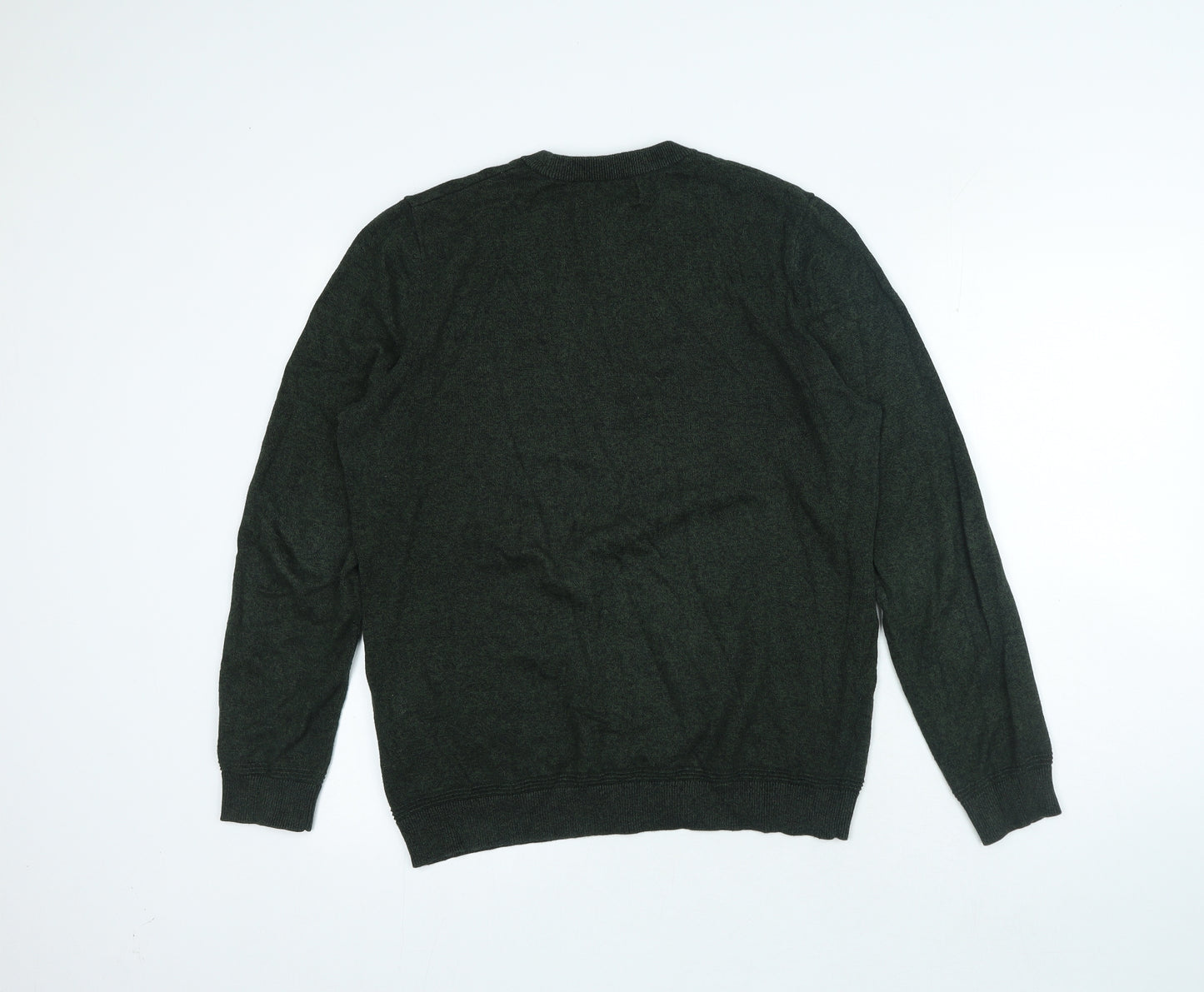 Topman Mens Green Crew Neck Cotton Pullover Jumper Size M
