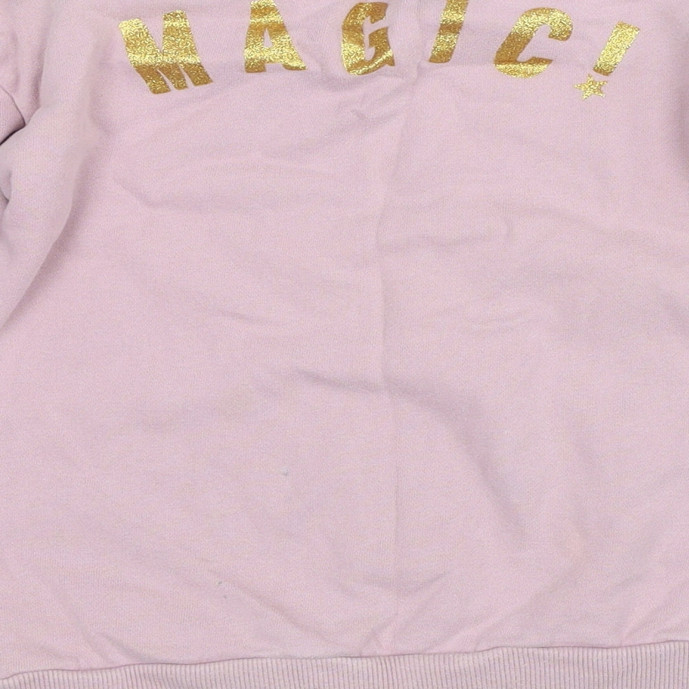NEXT Girls Pink Cotton Pullover Sweatshirt Size 7 Years Pullover - Unicorn