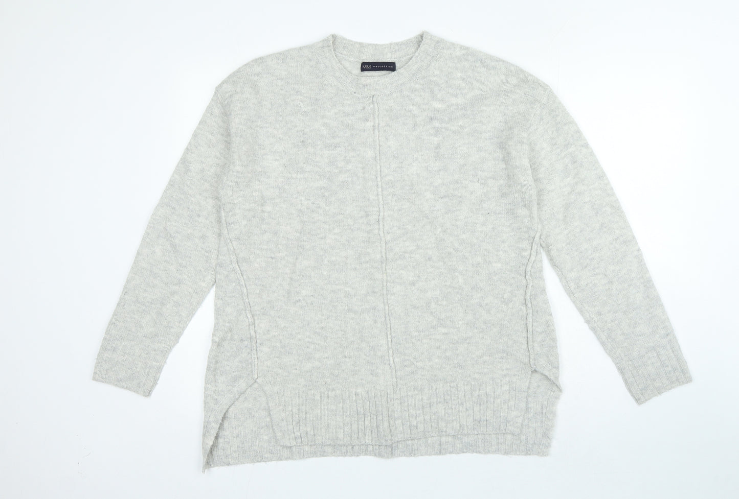 Marks and Spencer Womens Grey Crew Neck Acrylic Pullover Jumper Size M