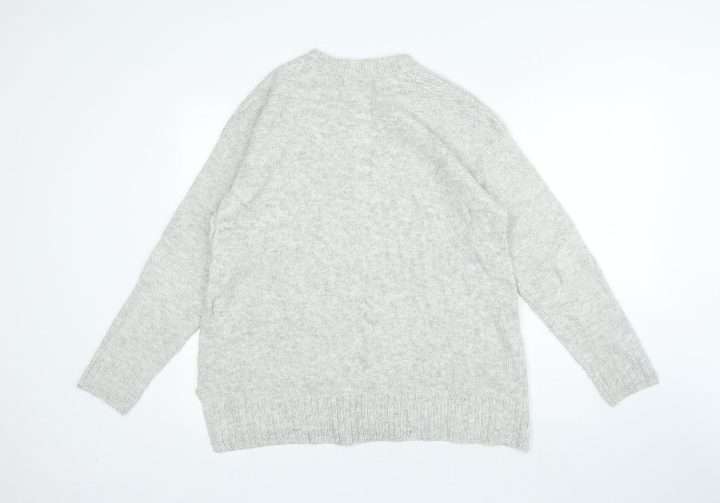 Marks and Spencer Womens Grey Crew Neck Acrylic Pullover Jumper Size M