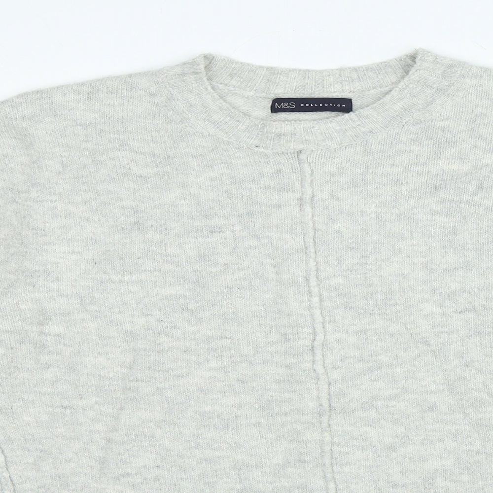Marks and Spencer Womens Grey Crew Neck Acrylic Pullover Jumper Size M