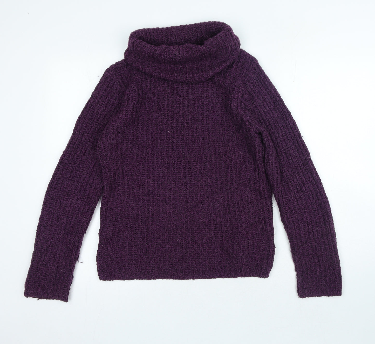joie de vivre Womens Purple Roll Neck Polyester Pullover Jumper Size M