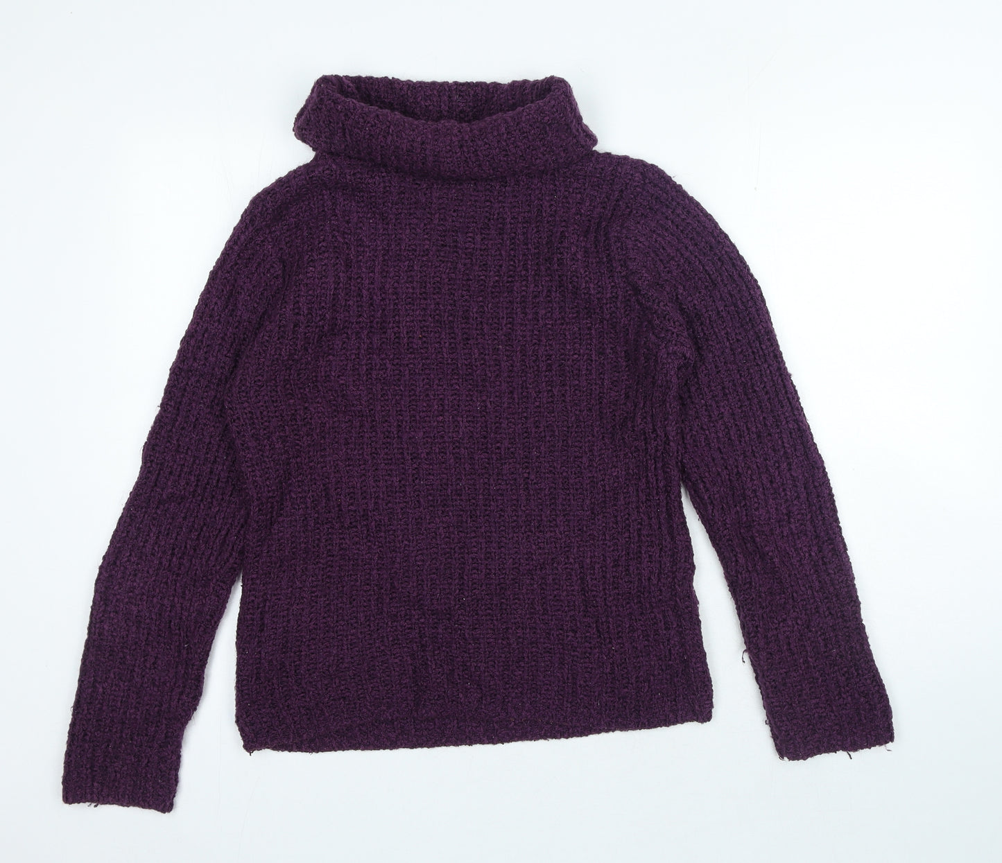 joie de vivre Womens Purple Roll Neck Polyester Pullover Jumper Size M