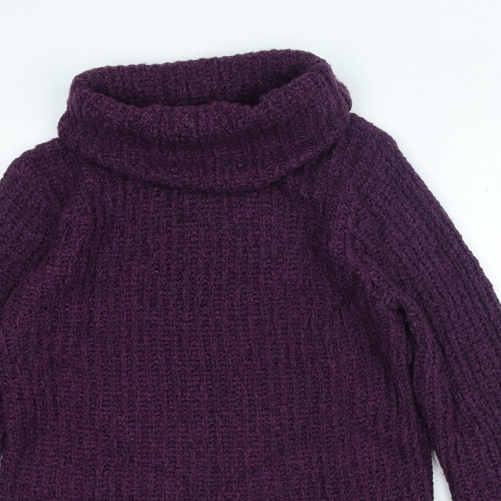 joie de vivre Womens Purple Roll Neck Polyester Pullover Jumper Size M