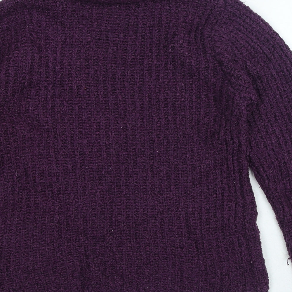 joie de vivre Womens Purple Roll Neck Polyester Pullover Jumper Size M