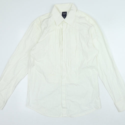 Gap Mens Ivory Cotton Button-Up Size M Collared Button