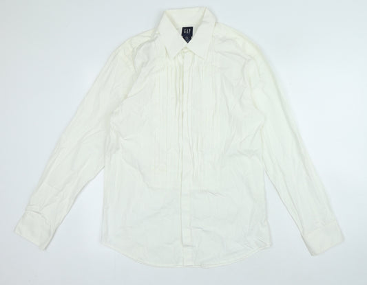 Gap Mens Ivory Cotton Button-Up Size M Collared Button