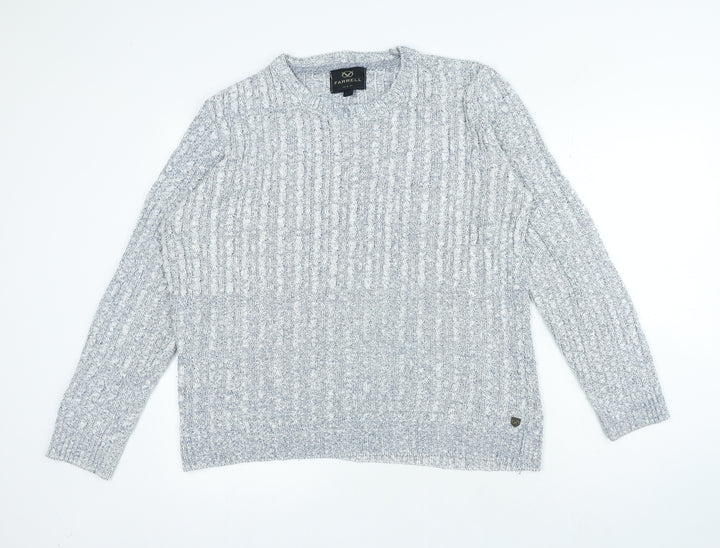 Farrell Mens Blue Crew Neck Acrylic Pullover Jumper Size L