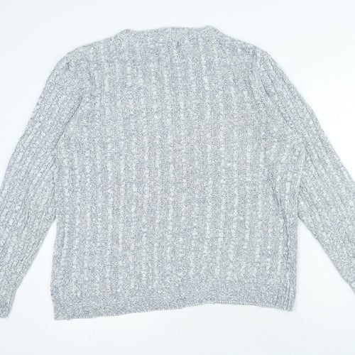 Farrell Mens Blue Crew Neck Acrylic Pullover Jumper Size L