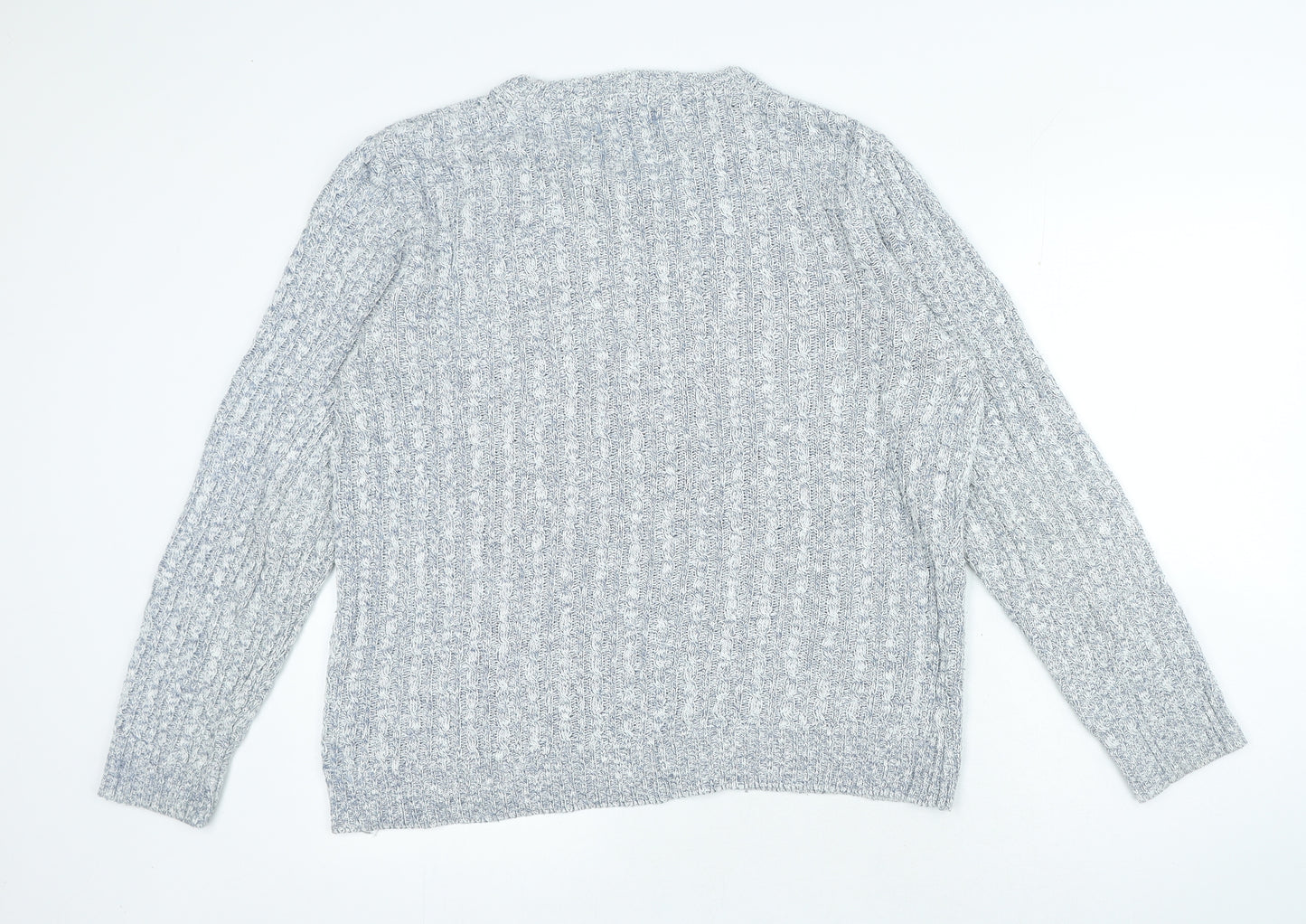 Farrell Mens Blue Crew Neck Acrylic Pullover Jumper Size L