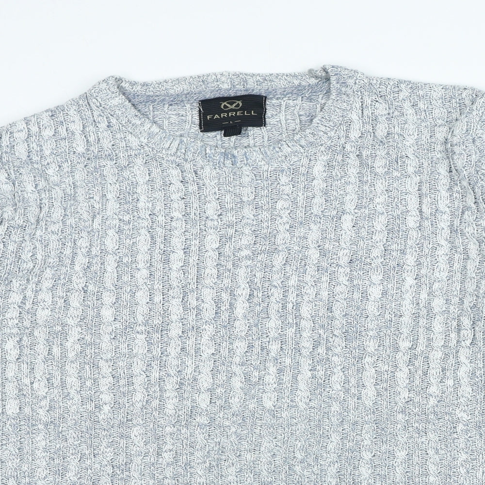Farrell Mens Blue Crew Neck Acrylic Pullover Jumper Size L