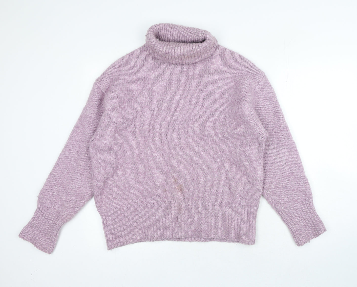 Zara Womens Purple Roll Neck Acrylic Pullover Jumper Size M