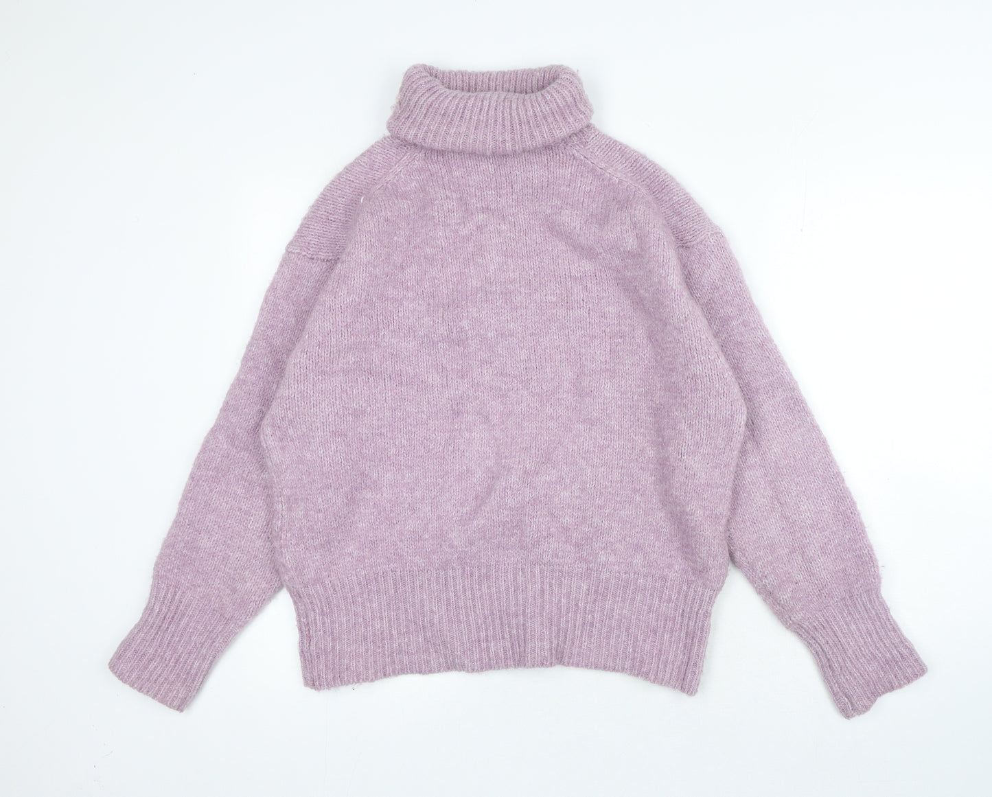 Zara Womens Purple Roll Neck Acrylic Pullover Jumper Size M