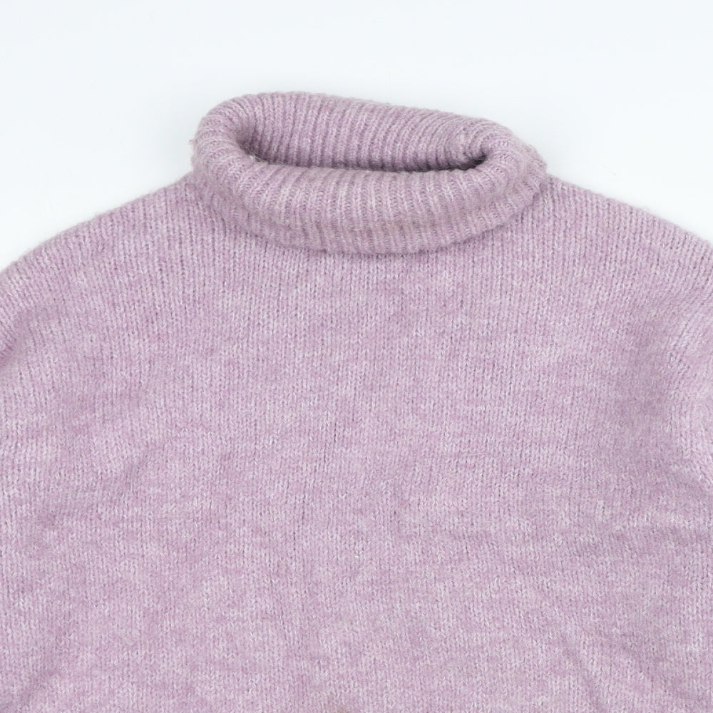 Zara Womens Purple Roll Neck Acrylic Pullover Jumper Size M