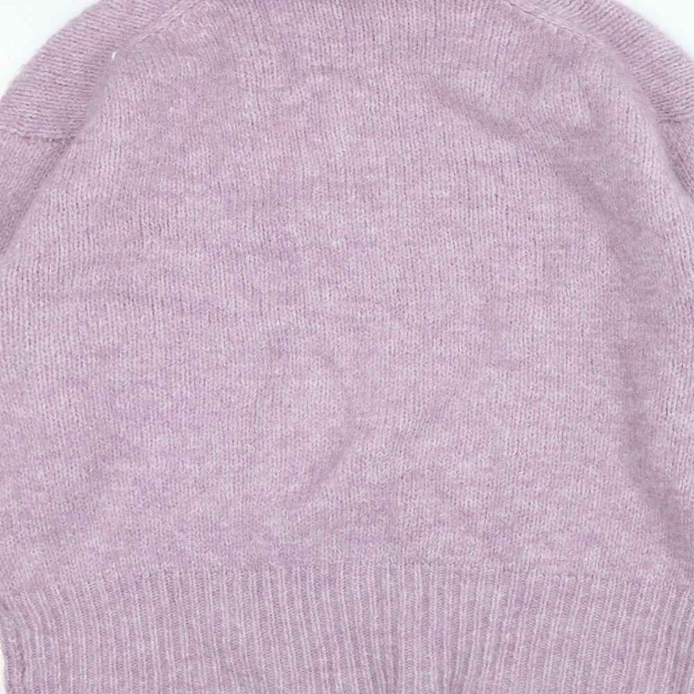 Zara Womens Purple Roll Neck Acrylic Pullover Jumper Size M