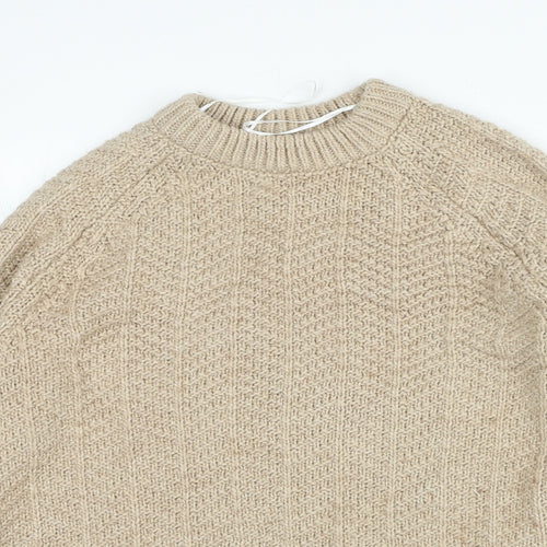 H&M Womens Beige Crew Neck Acrylic Pullover Jumper Size XS