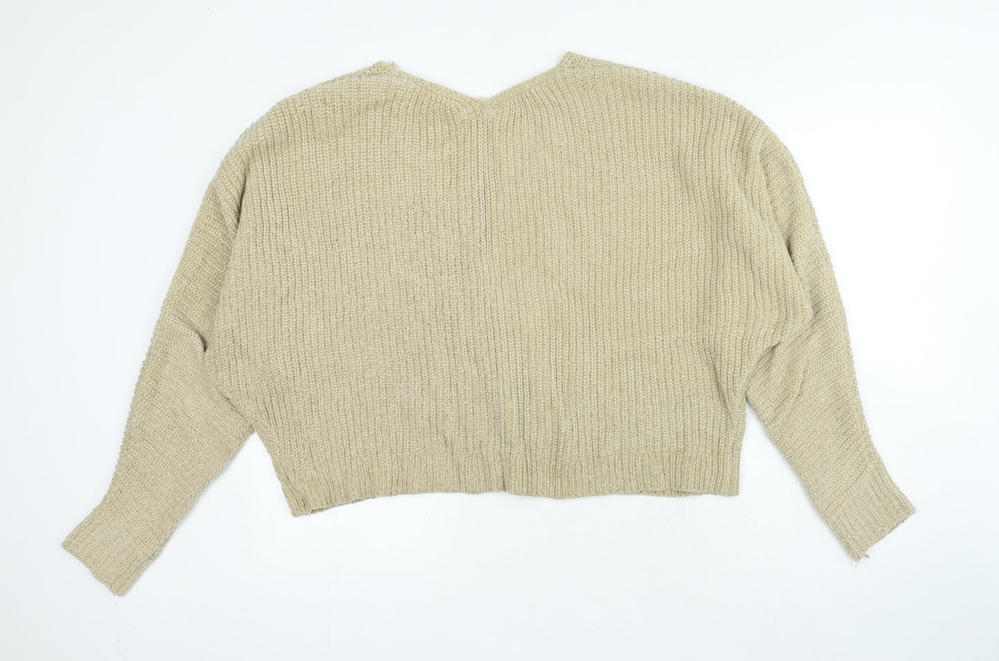 Urban Outfitters Womens Beige V-Neck Polyester Pullover Jumper Size L
