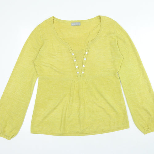 Per Una Womens Green Acrylic Basic Blouse Size 14 V-Neck