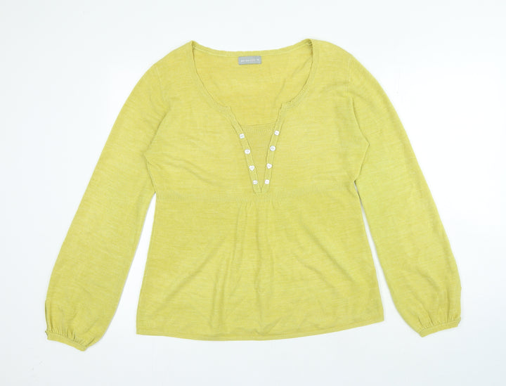Per Una Womens Green Acrylic Basic Blouse Size 14 V-Neck
