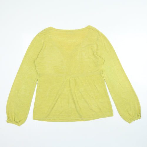 Per Una Womens Green Acrylic Basic Blouse Size 14 V-Neck
