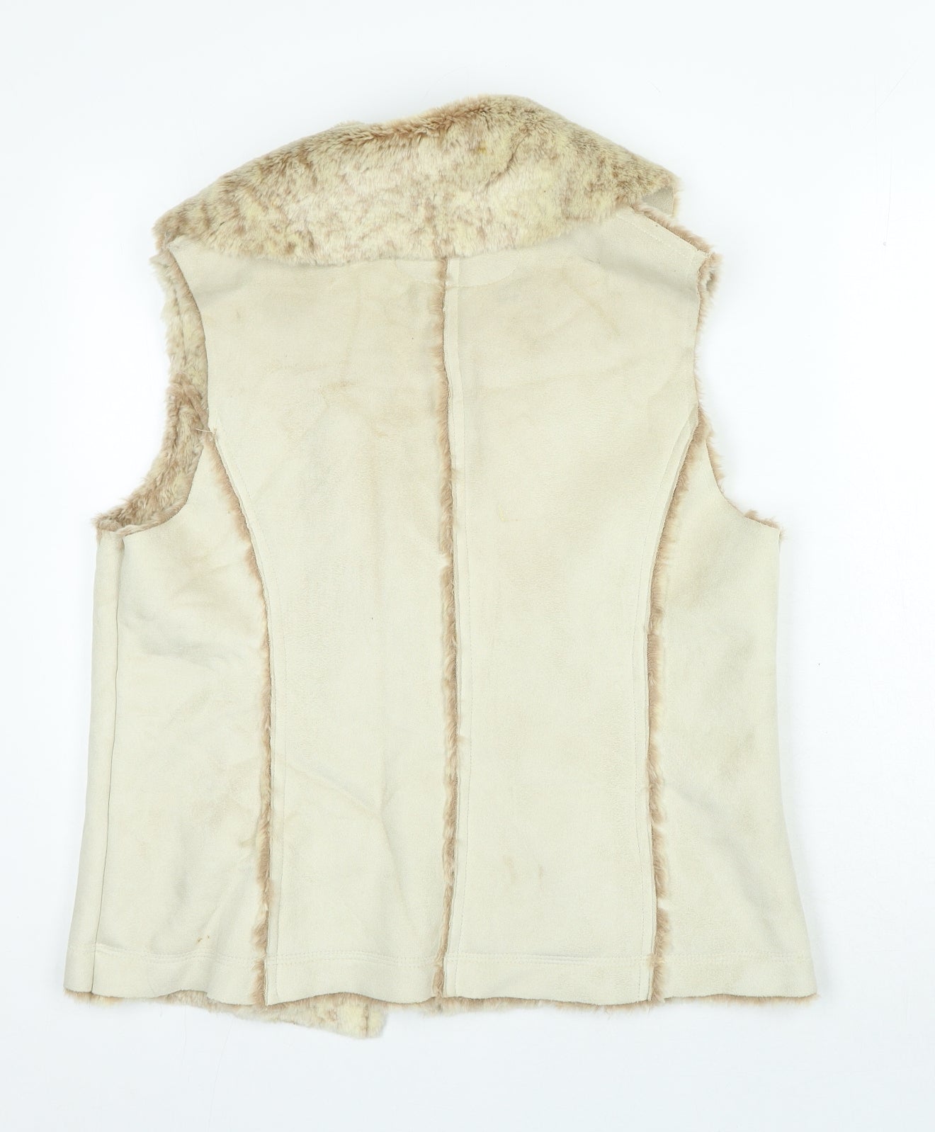 Monsoon Womens Beige Gilet Jacket Size 16 Button