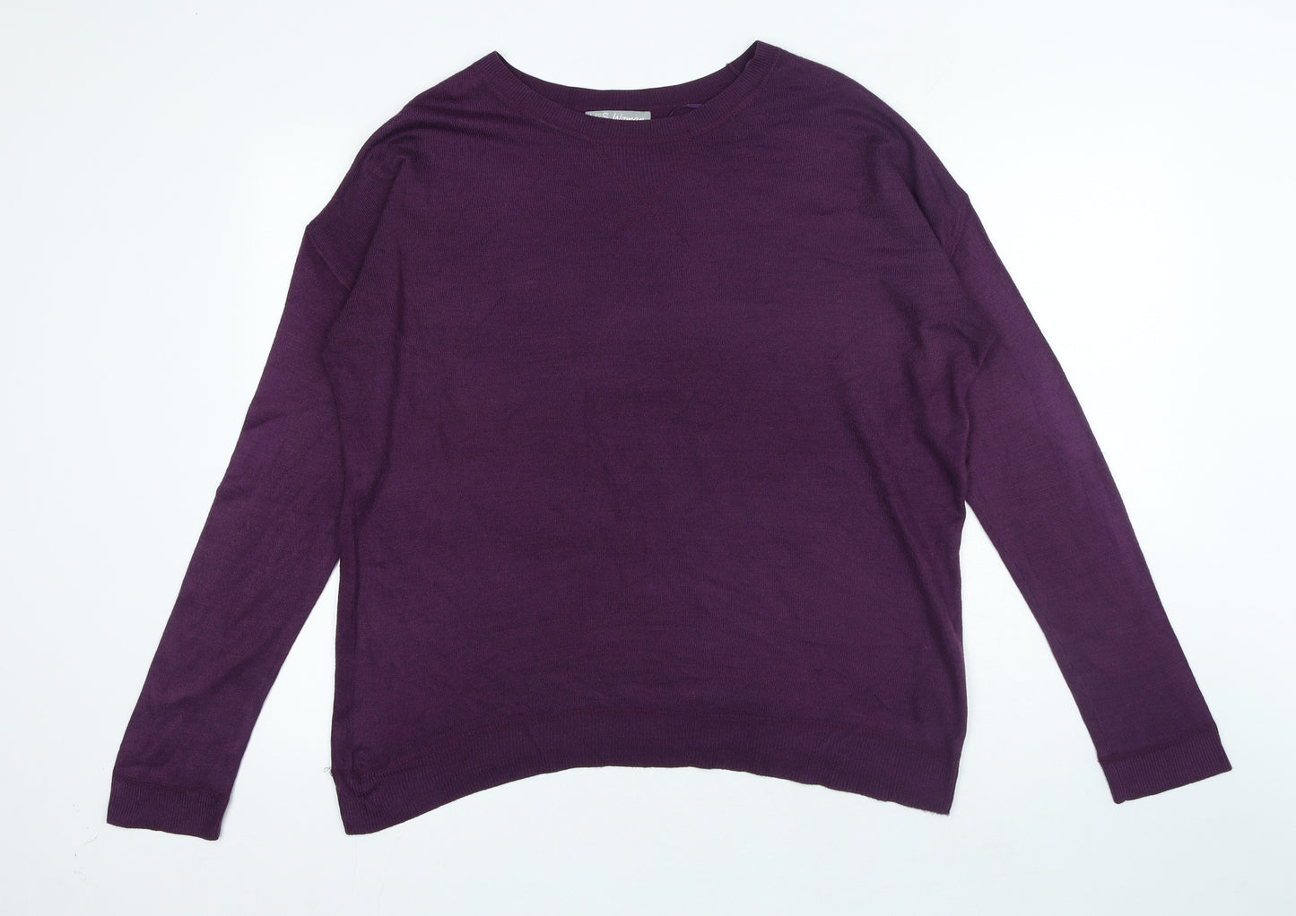 Marks and Spencer Womens Purple Crew Neck Acrylic Pullover Jumper Size 16