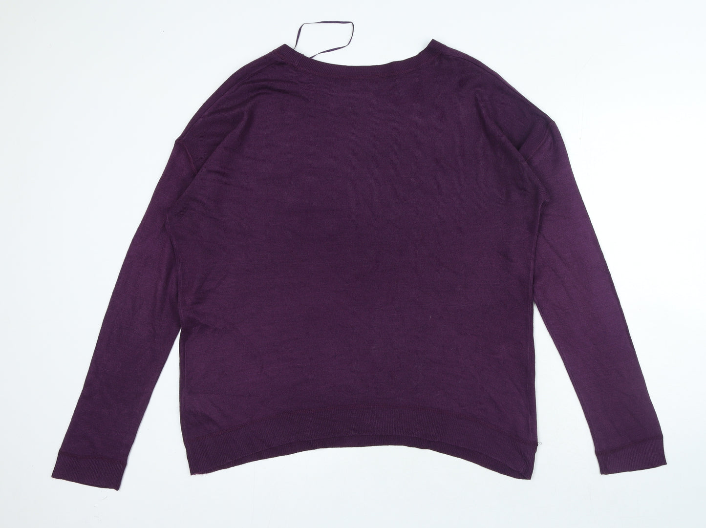 Marks and Spencer Womens Purple Crew Neck Acrylic Pullover Jumper Size 16