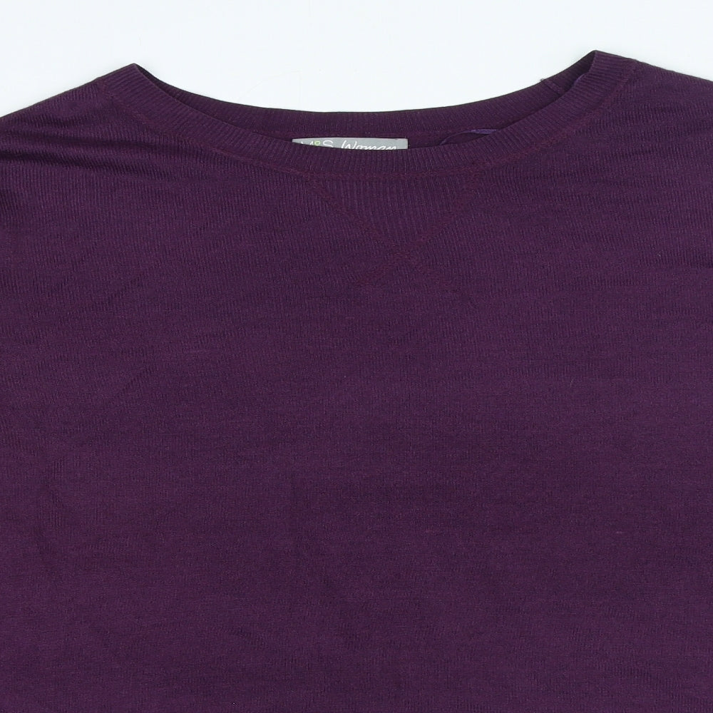 Marks and Spencer Womens Purple Crew Neck Acrylic Pullover Jumper Size 16