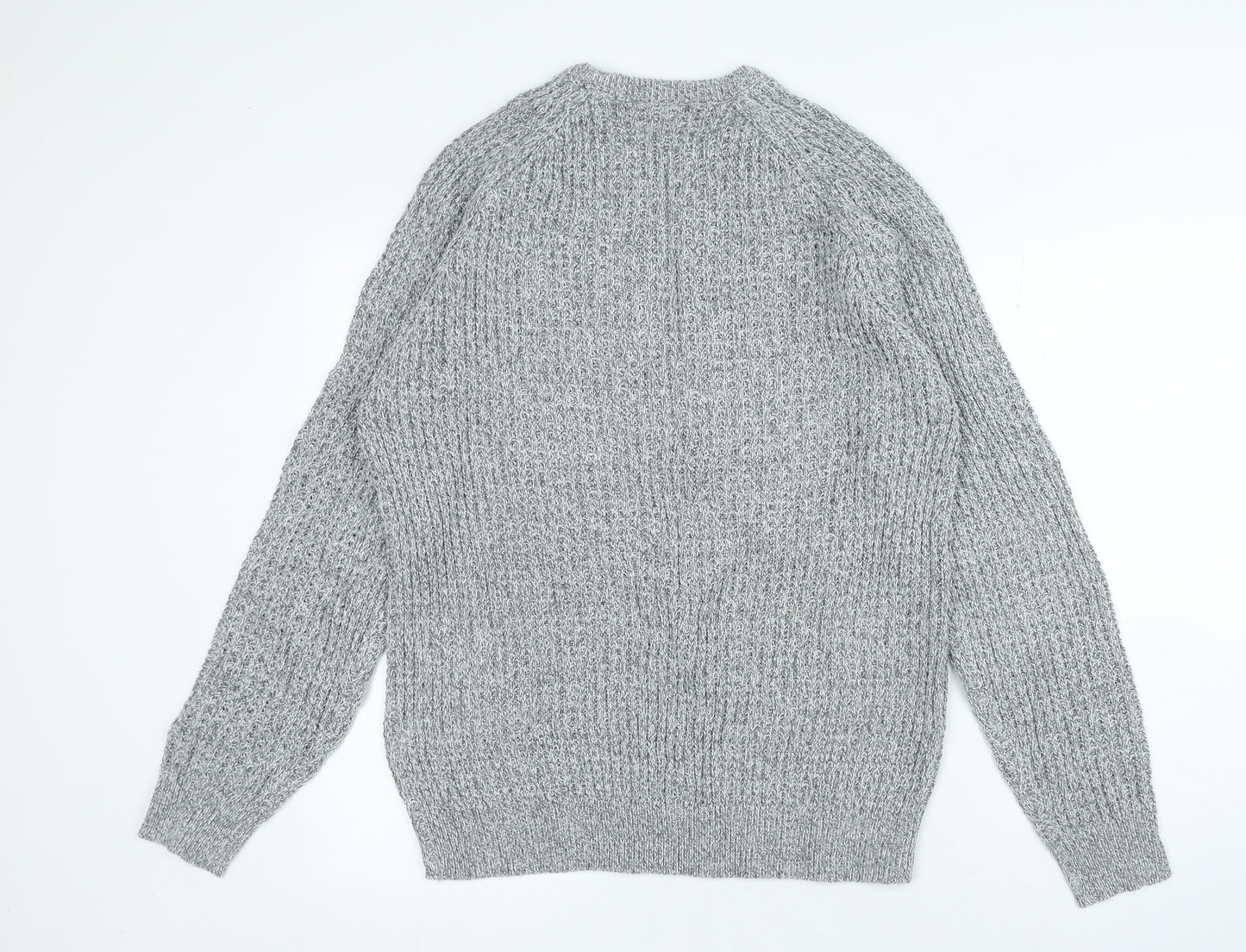 Pep&Co Mens Grey Crew Neck Acrylic Pullover Jumper Size L