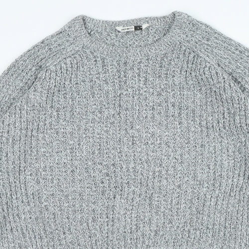 Pep&Co Mens Grey Crew Neck Acrylic Pullover Jumper Size L